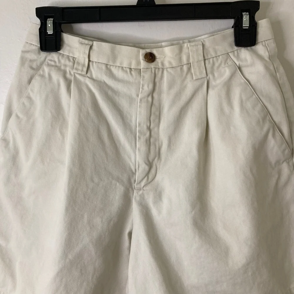 Vtg 90s Jones New York Sport Cream 100% Cotton Pleated Chino Shorts 4 High Rise